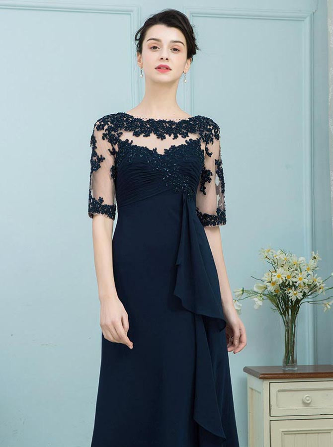 Dark Navy Mother of the Bride Dresses,Mother Dress with Sleeves,Wedding Guest Dress Long,MD00005, US14 / Royal Blue Dark Navy Mother of the Bride Dresses,Mother Dress with Sleeves,Wedding Guest Dress Long,MD00005, US14 / Royal Blue