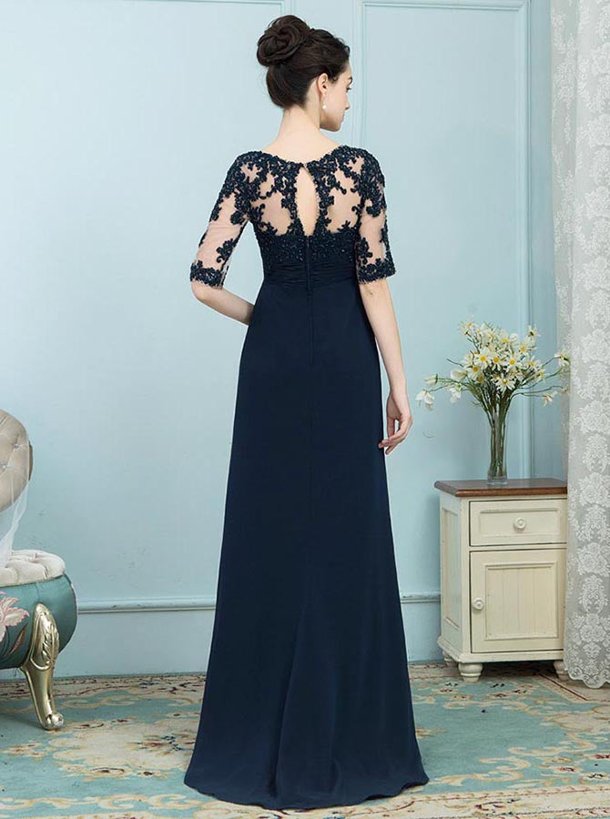 Dark Navy Mother of the Bride Dresses,Mother Dress with Sleeves,Weddin - Wishingdress Dark Navy Mother of the Bride Dresses,Mother Dress with Sleeves,Weddin - Wishingdress