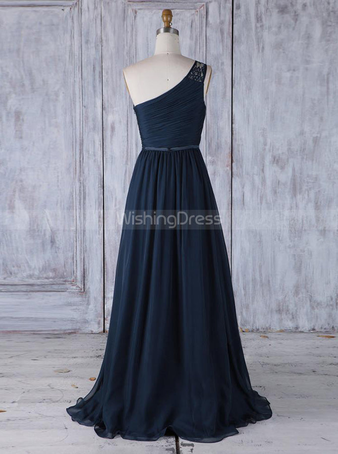 Dark Navy One Shoulder Bridesmaid Dresses,Simple Bridesmaid Dress,BD00 - Wishingdress Dark Navy One Shoulder Bridesmaid Dresses,Simple Bridesmaid Dress,BD00 - Wishingdress