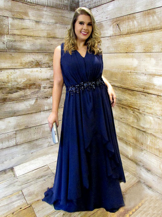 Dark Navy Plus Size Prom Dresses,Long Plus Size Prom Dress,Sexy Plus S