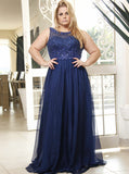 Dark Navy Plus Size Prom Dresses,Tulle Plus Size Dress,Long Plus Size Prom Dress,PD00250