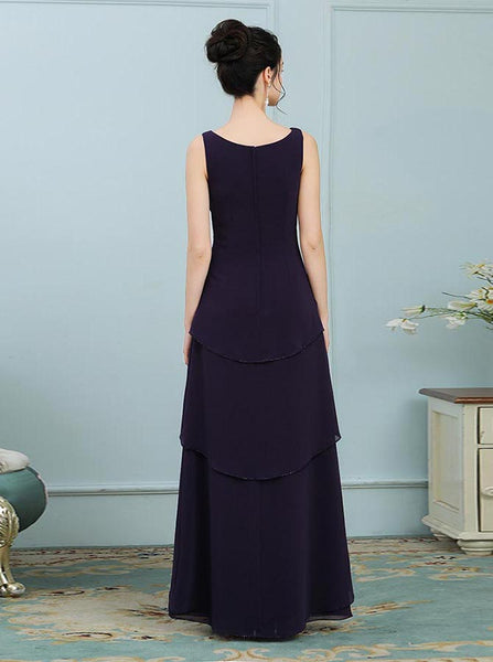 Dark Purple Mother of the Bride Dresses,Ruffled Mother Dress,Full Figure Mother Dress,MD00002