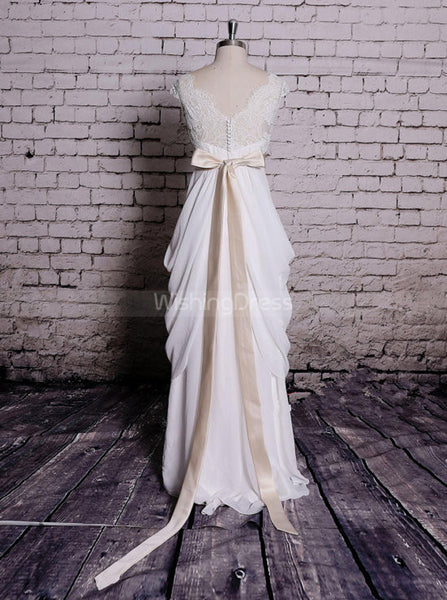 Draped Wedding Dresses,Casual Modest Wedding Dress,WD00366