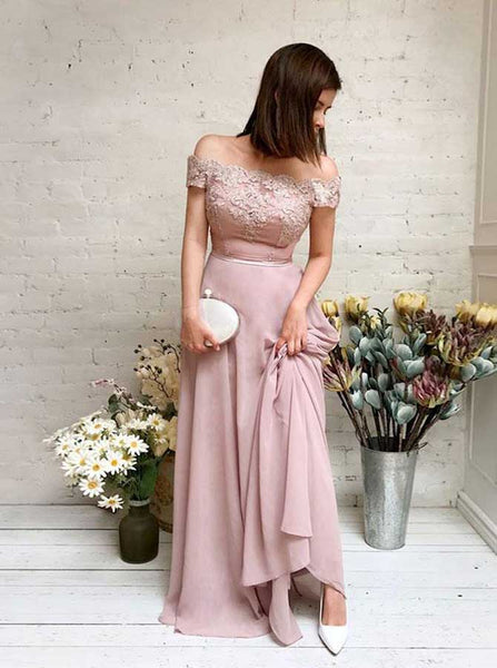 Dusty Pink Bridesmaid Dresses,Chiffon Elegant Prom Dress for Teens,PD00393