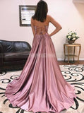 Elastic Satin Simple Prom Dress with Straps,Open Back Prom Dress,PD00419