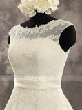 Elegant A-line Lace Wedding Dress,Ivory Scoop Neckline Bridal Dress,WD00521