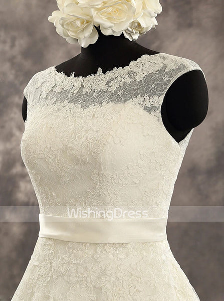 Elegant A-line Lace Wedding Dress,Ivory Scoop Neckline Bridal Dress,WD00521