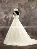 Elegant A-line Lace Wedding Dress,Ivory Scoop Neckline Bridal Dress,WD00521