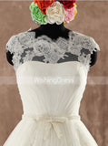 Elegant A-line Wedding Dress,Lace and Tulle Wedding Dress with Cutout Back,WD00593