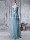 Elegant Bridesmaid Dress with Cap Sleeves,Chiffon Bridesmaid Dress,BD00356