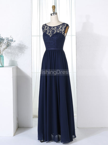 Elegant Bridesmaid Dresses,Dark Navy Bridesmaid Dress,Chiffon Bridesmaid Dress,BD00296