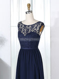 Elegant Bridesmaid Dresses,Dark Navy Bridesmaid Dress,Chiffon Bridesmaid Dress,BD00296