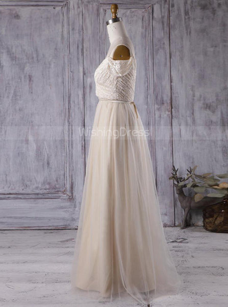 Elegant Bridesmaid Dresses,Long Tulle Prom Dress,BD00354