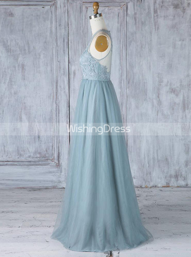 Elegant Bridesmaid Dresses,Tulle Bridesmaid Dress with Illusion Back,B