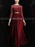 Elegant Mother of the Bride Dress with Sleeves,Floor Length Mother Dress Fall,MD00070