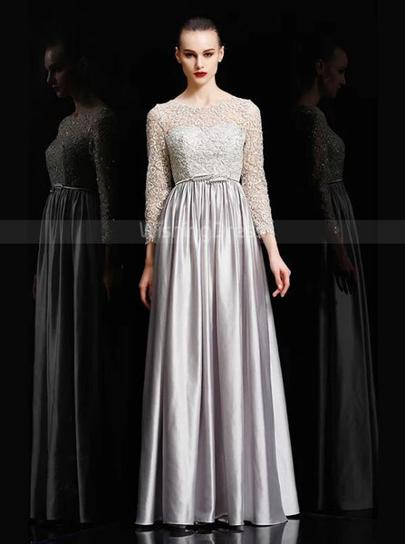Elegant Mother of the Bride Dress with Sleeves,Floor Length Mother Dress Fall,MD00070