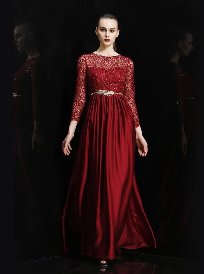 Elegant Mother of the Bride Dress with Sleeves,Floor Length Mother Dre