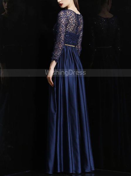 Elegant Mother of the Bride Dress with Sleeves,Floor Length Mother Dress Fall,MD00070