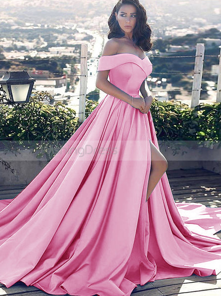 Elegant Prom Gown,Off the Shoulder Prom Gown,Prom Dress with Train PD00100