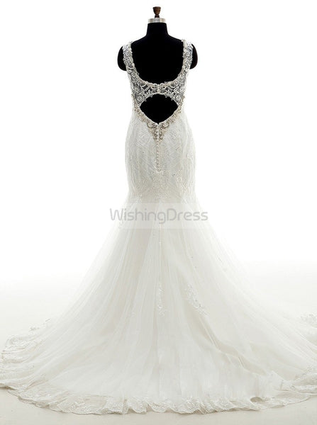 Elegant Wedding Dresses,Mermaid Bridal Dress,Lace Wedding Gown,White Bridal Dress,WD00027