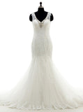 Elegant Wedding Dresses,Mermaid Bridal Dress,Lace Wedding Gown,White Bridal Dress,WD00027