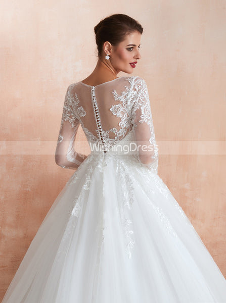 Elegant Wedding Dresses with Sleeves,A-line Classic Bridal Gown,WD00477