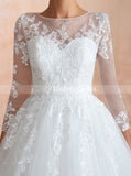 Elegant Wedding Dresses with Sleeves,A-line Classic Bridal Gown,WD00477