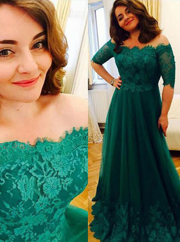 Off-Shoulder Emerald Prom Dress