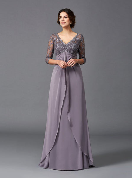 Empire Waist Mother of the Bride Dress with 3/4 Sleeves,MD00055