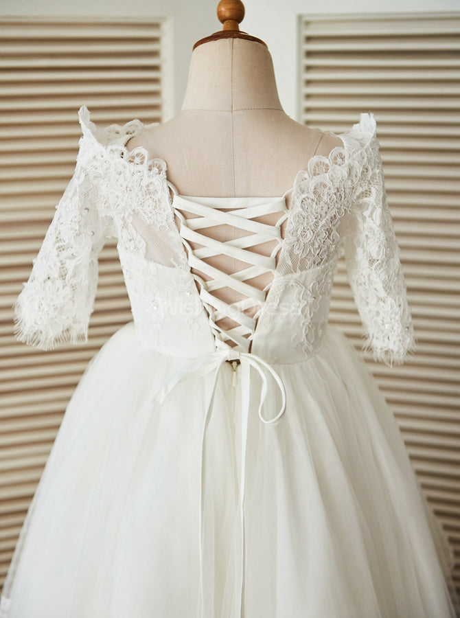 First Communion Dresses with Sleeves,Princess Flower Girl Dress with T - Wishingdress First Communion Dresses with Sleeves,Princess Flower Girl Dress with T - Wishingdress