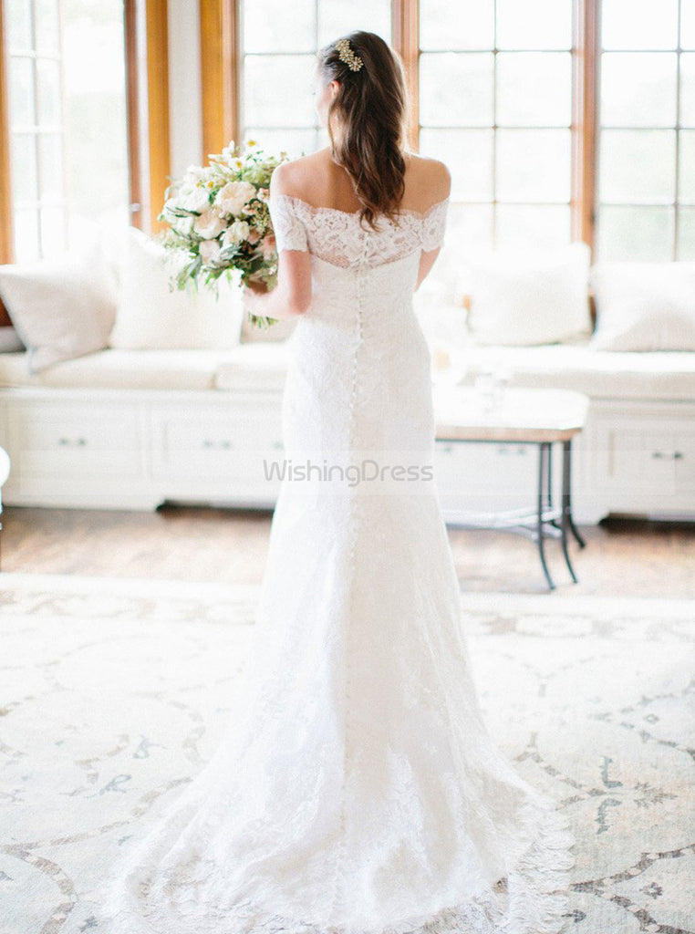 Fit and Flare Wedding Dresses,Lace Wedding Dress,Off the Shoulder Wedd - Wishingdress Fit and Flare Wedding Dresses,Lace Wedding Dress,Off the Shoulder Wedd - Wishingdress