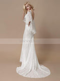 Fit and Flare Wedding Dresses,Lace Wedding Dress,Wedding Dress with Sleeves,WD00199