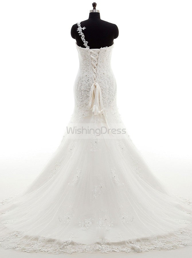 Fit and Flare Wedding Dresses,One Shoulder Wedding Dress,Lace Bridal Dress,WD00267, US10 / Champagne Fit and Flare Wedding Dresses,One Shoulder Wedding Dress,Lace Bridal Dress,WD00267, US10 / Champagne