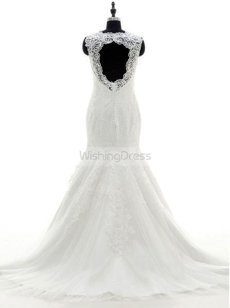 Fit and Flare Wedding Dresses,Plus Size Wedding Gown,Lace Wedding Dress,Vintage Bridal Gown,WD00225