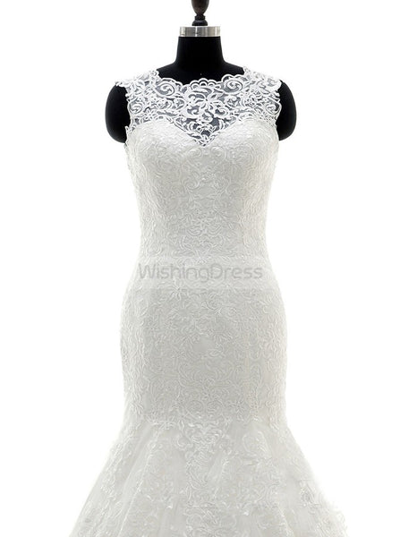 Fit and Flare Wedding Dresses,Plus Size Wedding Gown,Lace Wedding Dress,Vintage Bridal Gown,WD00225