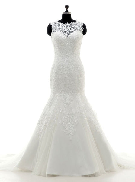Fit and Flare Wedding Dresses,Plus Size Wedding Gown,Lace Wedding Dress,Vintage Bridal Gown,WD00225
