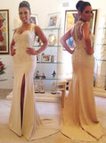 Fitted Bridesmaid Dress with Slit,Sweetheart Bridesmaid Dress,Long Ivory Bridesmaid Dress,BD00049