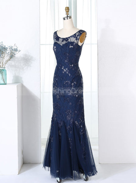 Fitted Bridesmaid Dresses,Dark Navy Bridesmaid Dress,Tulle Lace Bridesmaid Dress,BD00292