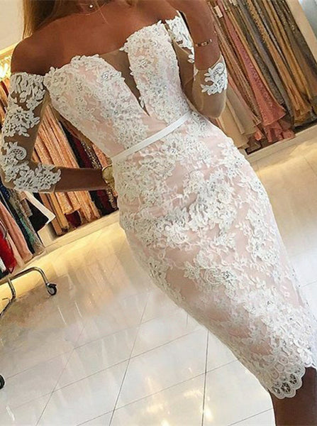 Fitted Homecoming Dress with Sleeves,Off the Shoulder Homecoming Dress,HC00175