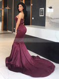Fitted Mermaid Prom Dress,Strapless Evening Dress with Train,Modest Evening Dress PD00053