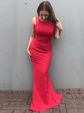 Fitted Red Evening Dresses,Open Back Prom Dress,PD00400