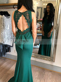 Fitted Satin Evening Dress,Backless Prom Dress,Formal Prom Dress with Train PD00033