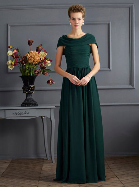 Forest Green Mother of The Bride Dress with Wrap,Chiffon Long Mother of the Bride Dress,MD00056