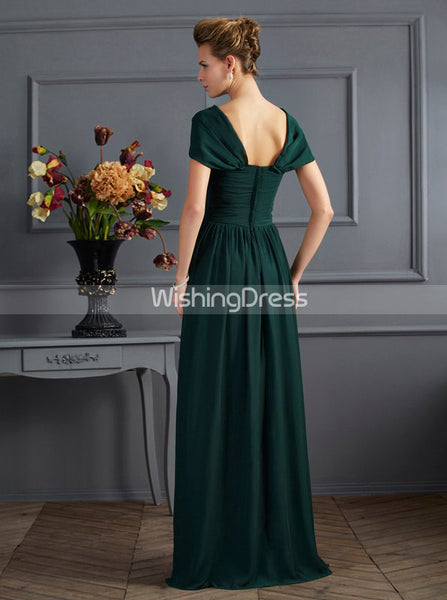 Forest Green Mother of The Bride Dress with Wrap,Chiffon Long Mother of the Bride Dress,MD00056