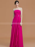 Fuchsia Bridesmaid Dresses,Strapless Bridesmaid Dress,Long Bridesmaid Dress,BD00225
