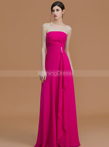 Fuchsia Bridesmaid Dresses,Strapless Bridesmaid Dress,Long Bridesmaid Dress,BD00225