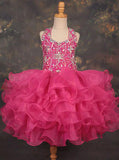 Fuchsia Halter Little Princess Dress,Glitz Short Little Girls Cupcake Dress,GPD0047
