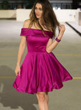 Fuchsia Homecoming Dresses,Off the Shoulder Homecoming Dress,HC00193