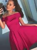 Fuchsia Homecoming Dresses,Off the Shoulder Homecoming Dress,HC00193