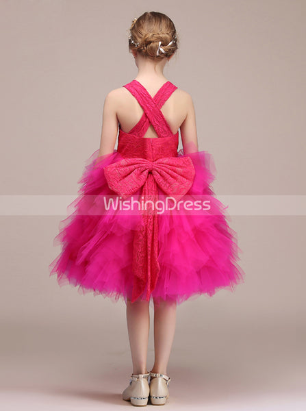 Fuchsia Junior Party Dresses,Ruffled Flower Girl Dress,JB00036